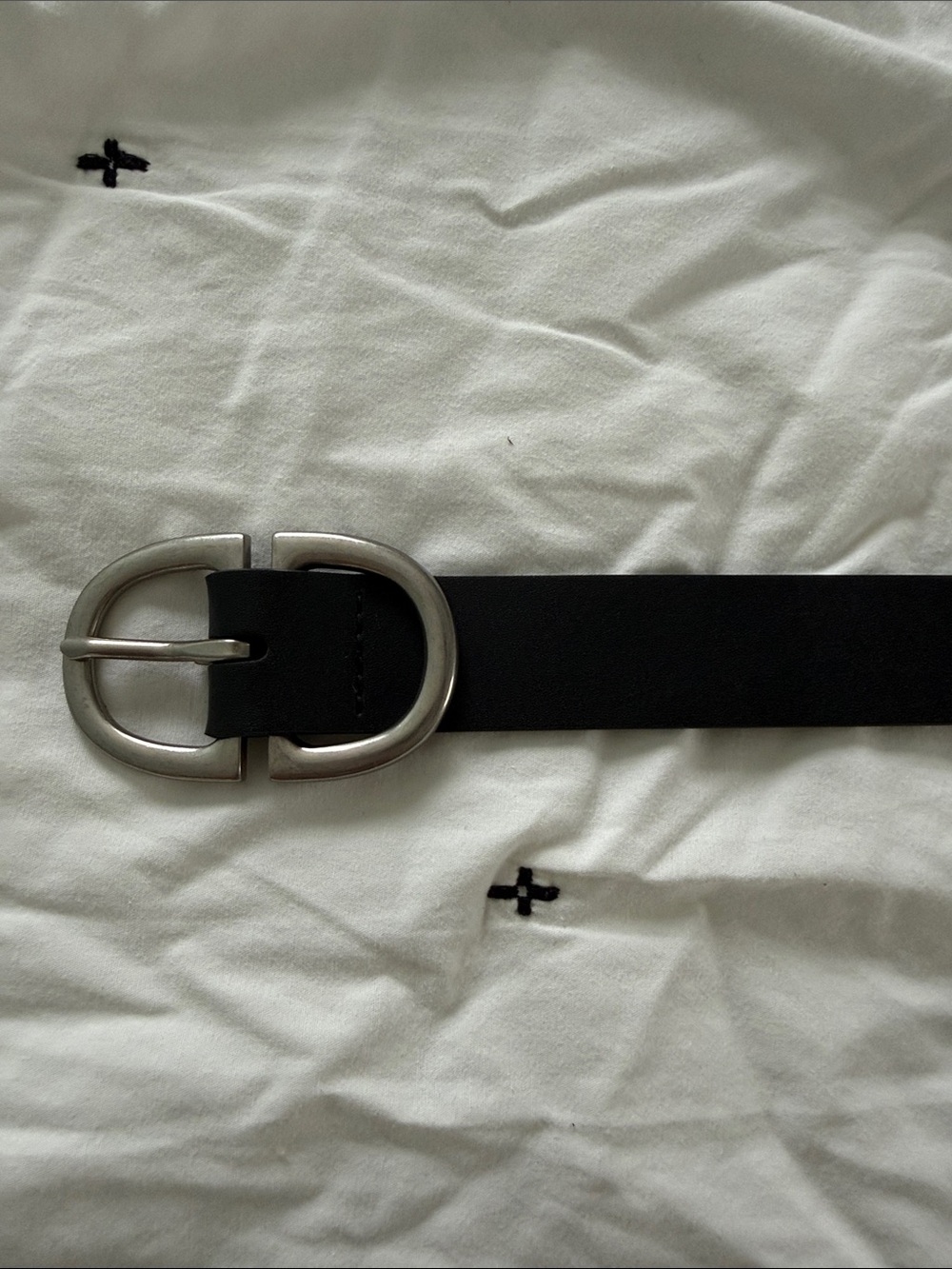 Melrose and Market Black Belt with Oval Silver Buckle